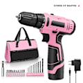 Miniatyrbild 1 av 5: Pink Power Pink set för kvinnor 20v sladdlös borrskruvdragare Verktygssats för kvinnor Li-ion elektrisk borr, power med verktygsväska, batteri, laddning