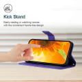 Miniatyrbillede 3 af 5: Pu læderholder cover til Honor 90 Lite 5g / X50i 5g, pungtelefonetui med skulderrem Dark Purple