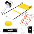 Pikkukuva 2 / 5: Ultimate Combo Agility Ladder set Speed ​​Agility Tikkaat 12 säädettävää puolta, 12 agilitykartiota ja 4 teräspuikkoa - mukana kantolaukku D  Combo Yellow