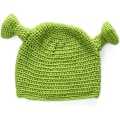Pikkukuva 2 / 5: Unisex käsinneulotut Shrek-hatut - lämmin ja kestävä käsinneulottu pipo - villainen talvihattu naisille ja miehille - vihreä, vihreä, M