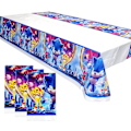 Miniatyrbilde 1 av 7: 3 stk Sonic duk, 180cm*108cm vanntett pinnsvinfestduk rektangulær plast Sonic for barn Bursdagstemafest