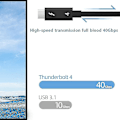 Miniatyrbillede 1 af 2: Laptop Thunderbolt 4 Type C-kabel 40gbps Stabil Data Trans Wire Pd 100w 0.8m