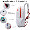 Miniatyrbillede 4 af 8: Foldbar, pakkebar vandrerygsæk - Våd - Tør adskillelseslomme, Multi - Formål Gym & Udendørs Daypack til mænd og kvinder Ideel til Adv White 29*16*45