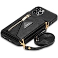 Miniatyrbild 1 av 5: Plånboksfodral Crossbody för iPhone 13 Pro med Snodd Kreditkortshållare, PU Läder Skyddande Handväska Dragkedja Ställ