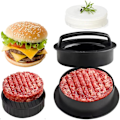 Pikkukuva 1 / 7: 3-in-1 Burgeriprässi - Tarttumaton pihvimuotti täytetyille burgereille, slidereille ja kasvispihveille, helppo puhdistaa, grilliin ja keittiöön Black