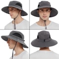 Pikkukuva 7 / 8: Unisex-aurinkohuppu, vedenpitävä leveälierinen ämpärihattu, pakattava boonie-hattu kalastukseen, patikointiin, puutarhanhoitoon, safarille, rannalle Dark Grey