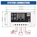 Miniatyrbillede 7 af 8: LCD Solcelle Laderegulator 5V /2.5A Dobbelt USB PWM Cellepanel Regulator Automatisk Identifikation 12V 24V50A