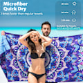 Miniatyrbild 4 av 7: Mikrofiber Sandfri Strandhandduk Snabbtorkande Superabsorberande Överdimensionerad Extra Stor Tunn Lättviktshandduk Rese Pool Simning Bad Ca
