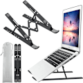 Miniatyrbillede 1 af 6: Ergonomisk Justerbar Laptop Stand for Bedre Holdning & Køling, Foldbar & Bærbar, Passer til de fleste 10-15,6 Tommer Laptops og Tablets, Per Black