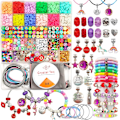 Miniatyrbilde 1 av 7: Sortert perlearmbåndsett, 3000 stk flate leireperler smykkesett, julebursdagsgaver leker for jenter i alderen 8-12 3000pcs