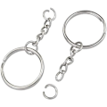 Miniatyrbillede 4 af 6: 100 stk. 1 tommer/25mm split nøgleringe med kæde sølv nøglering, nøgleringe dele med åben springring og konnektor. 100Pcs