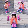 Miniatyrbild 5 av 5: 6 st barn knäskydd justerbar set för flickor pojkar 3-15 år inline skridskor cykel skateboard scooter-rosa, S