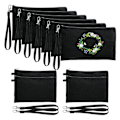 Miniatyrbillede 5 af 5: 10 stk. Canvas Kosmetikpung med Sort Lanyard Bærbar Multifunktionel Blank DIY Craft Taske til Rejse Makeup Taske Black