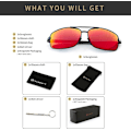 Miniatyrbillede 6 af 6: Ultra lette rektangulære polariserede solbriller UV400 beskyttelse Black Frame Red