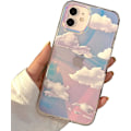 Miniatyrbilde 1 av 7: Telefon Hard Case Kompatibel med iPhone Case Slim Cystal Clear Holographic White Cloud Women Girls, Hard PC Shockproof Protective Design iPhone 11