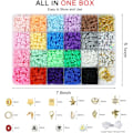 Miniatyrbilde 6 av 6: 3400 stk leireperler armbåndssett, vennskapsarmbåndssett for smykkefremstilling, flate polymer Heishi-perler med charms, gavehåndverkssett for jente 3400pcs