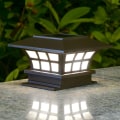 Miniatyrbillede 2 af 5: Udendørs solcellelamper til stolpehatte, udendørs LED-terrassebelysning til træstolper, sæt med 2 kølige hvide vandtætte hegnslamper