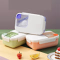 Miniatyrbillede 6 af 6: Dobbeltlags Bento Madkasse | Stor Kapacitet Bærbar Rektangulær Beholder med Isoleret Opbevaring | Lækagesikker & Let at Rengøre green