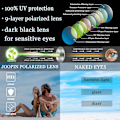 Miniatyrbillede 5 af 6: Polariserede solbriller til kvinder - Trendy overdimensionerede store solbriller til kørsel - Dame solbriller med UV-beskyttelse - Store solbriller black Red Black