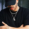 Pikkukuva 6 / 8: Kruunu Alku A-Z Kaulakoru, Jäädytetty Kirjainriipus 22-24 Tuuman Ketjulla, Miehet Naiset Bling Hip Hop Aakkoset Nimi Korut Lahja Suuret Alku Kirjaimet Kaulakorut R Silver