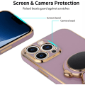 Miniatyrbilde 5 av 7: 6D Elektroplet Astronaut Skjult Stativ Etui til iPhone Kvinner Astronaut Foldbart Stativ iPhone Etui med Kamerabeskytter Myk TPU Støtsikker Bumper Purple iPhone 15 Pro