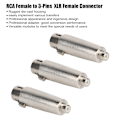 Miniatyrbillede 3 af 5: 3 stk. RCA-hunstik til 3-bens XLR-hunstik-stik Audio-stikadapter Konvertering Adapter Zinklegering