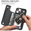 Miniatyrbild 3 av 6: Designat för iPhone 13 Plånboksfodral, Mjukt PU Läder Kortfodral med Ställ Slim Flip Fodral för iPhone 13 6.1 Tum (Svart)