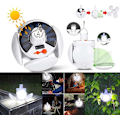 Miniatyrbild 5 av 7: 2-i-1 Hopfällbar Solcells- & USB-Campinglykta - 5-läges Dimmer, Fjärrkontroll & Krok för Utomhusbruk