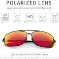 Miniatyrbillede 2 af 6: Ultra lette rektangulære polariserede solbriller UV400 beskyttelse Black Frame Red