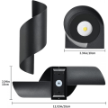 Miniatyrbillede 5 af 5: LED indendørs/udendørs væglampe, 10W 3000K varm hvid lampe, moderne op-ned-lys, IP65 vandtæt belysning, metalspiral til bar, soveværelse, sort