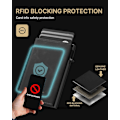 Miniatyrbillede 5 af 8: Herre pung kortholder: Pop-up aluminium etui, premium ægte læder, smart, RFID-blokering, slank, minimalistisk, forlomme - 9-14 kortkapacitet | I ‏‏‎ ‎‎Black