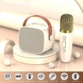 Pikkukuva 3 / 10: Karaoke-kone monitoiminen stereokaiutin kannettava Bluetooth-kaiutin 2 langattomalla mikrofonilla kotijuhliin KTV White