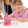Miniatyrbilde 7 av 7: Automatisk elektrisk blyantspisser med dobbel hull design for standard- og fargeblyanter, perfekt for skole, kontor og hjemmebruk, rosa