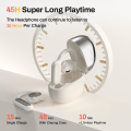 Miniatyrbilde 4 av 9: Åpne øre-hodetelefoner Bluetooth 5.3, True Wireless Open Ear Earbuds ENC Clear Talk med 16,2 mm dynamiske drivere 45 timer spilletid Trådløse ørepropper Langvarig White
