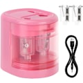 Miniatyrbilde 1 av 7: Automatisk elektrisk blyantspisser med dobbel hull design for standard- og fargeblyanter, perfekt for skole, kontor og hjemmebruk, rosa