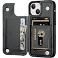Miniatyrbild 1 av 6: Designat för iPhone 13 Plånboksfodral, Mjukt PU Läder Kortfodral med Ställ Slim Flip Fodral för iPhone 13 6.1 Tum (Svart)