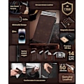 Miniatyrbild 2 av 9: Plånbok för män: Pop-up aluminiumfodral, RFID-blockering, kolfiberläder, smart, slim, minimalistisk, framficka - Kapacitet för 9-14 kort | ID-fönster ‏‏‎ ‎‏‏‎ ‎‎Dark Brown