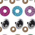 Pikkukuva 4 / 5: Turvalliset silmät värikkäillä glitter-aluslevyillä nukkepehmoleluille 18mm