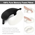Miniatyrbillede 5 af 7: Rejse nakkepude, bedste memory foam flypude til hovedstøtte blød justerbar pude til fly, bil og hjemmets lænestol (sort) Black