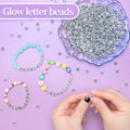 Miniatyrbilde 4 av 6: 500 stk bokstavperler, gløder i mørket, 4x7 mm akrylperler, vokalbokstav E-perler, alfabetperler, runde bokstavperler for armbånd (bokstav E) Glow in The Dark - E
