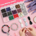 Miniatyrbilde 3 av 7: 473 deler smykkefremstillingssett med krystallsteiner - armbåndssett for voksne, krystall naturlige steiner helbredende perler for smykkefremstilling, armbåndsfremstilling