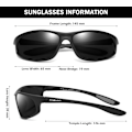 Pikkukuva 3 / 7: Polarisoidut urheiluaurinkolasit miehille pyöräilyyn, ajoon ja kalastukseen, 100 % UV-suoja Black Frame Grey