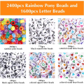 Miniatyrbilde 4 av 7: 4000 stk Pony Beads Kit, 2400 stk Rainbow Kandi Beads og 1600 stk Bokstavperler, 24 Farger Plast Craft Beads Bulk for Armbånd Smykkefremstilling med 20