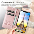Miniatyrbillede 5 af 6: Etui til iPhone 13 Pro Max med kortholder, pink PU læder etui, flip wallet til Apple iPhone 6,7 tommer