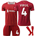 Pikkukuva 1 / 5: Jalkapallopaidat Liverpool NO.4 Virgil Jalkapallo pojille, sisältää jalkapallopaidan, shortsit ja sukat, jalkapallopaita lahjaksi pojille ja tytöille M