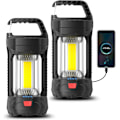 Pikkukuva 1 / 7: 2 kpl 2000LM ladattavia LED-retkilyhtyjä - 3 tilaa, vedenpitävä ja kannettava hätätilanteisiin Midnight Black