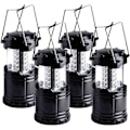 Miniatyrbild 1 av 5: LED - 4 Hopfällbar Campinglykta - Batteridriven Super Stark LED för Strömavbrott, Nödsituationer & Utomhusbruk Black