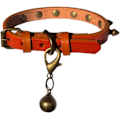 Miniatyrbillede 2 af 7: Læder Hundehalsbånd med Pigge til Små Hunde med Klokke, Justerbar Ko Læder Halsbånd Nittet Skarpe Pigge til Dreng Pige Hvalpe, Robust Heavy Duty, Orange Sm Orange S