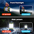 Pikkukuva 2 / 7: Consciot Ladattava LED-retkilyhty taskulamppu (1 kpl) - 6 tilaa 3600 mAh varavirtalähde IPX4 vedenpitävä USB - C hätätilanteisiin ja Light Green