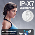 Miniatyrbilde 6 av 7: Trådløse ørepropper, Bluetooth-hodetelefoner 5.3 Stereo Bass 42H In-Ear-øretelefoner 2024 Støydempende ørepropper 4 ENC Mikrofonanrop Bluetooth-ørepropp USB-C LED D White